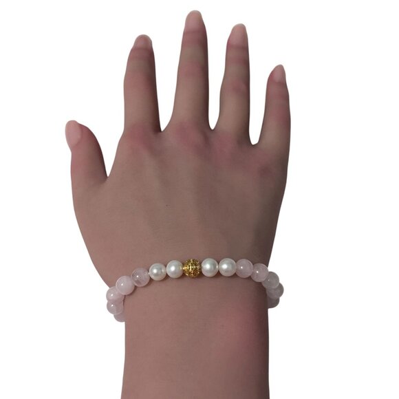 18K Gold Money Coin Ball Gemstones Birthstones Pearl Rose Quartz 6mm - Picture 6 of 7